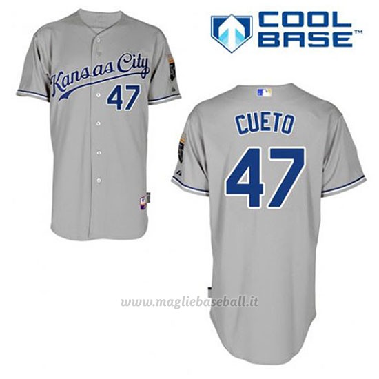 Maglia Baseball Uomo Kansas City Royals Johnny Cueto 47 Grigio Cool Base
